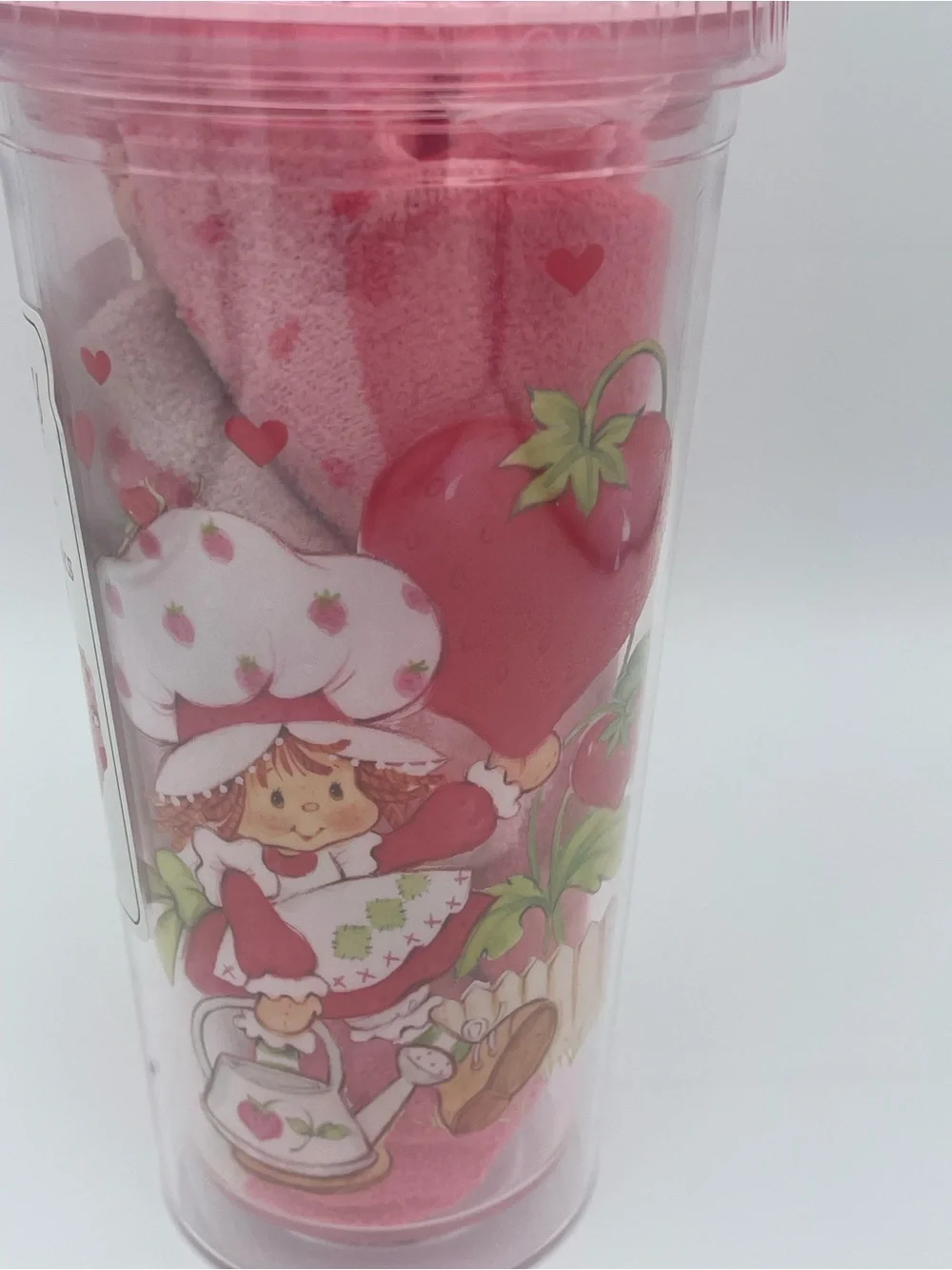 Strawberry Shortcake ClearCharacter Tumbler with Straw and 3 pairs of cozy socks